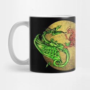 Fighting Mug - dragon vs rooster by gupikus